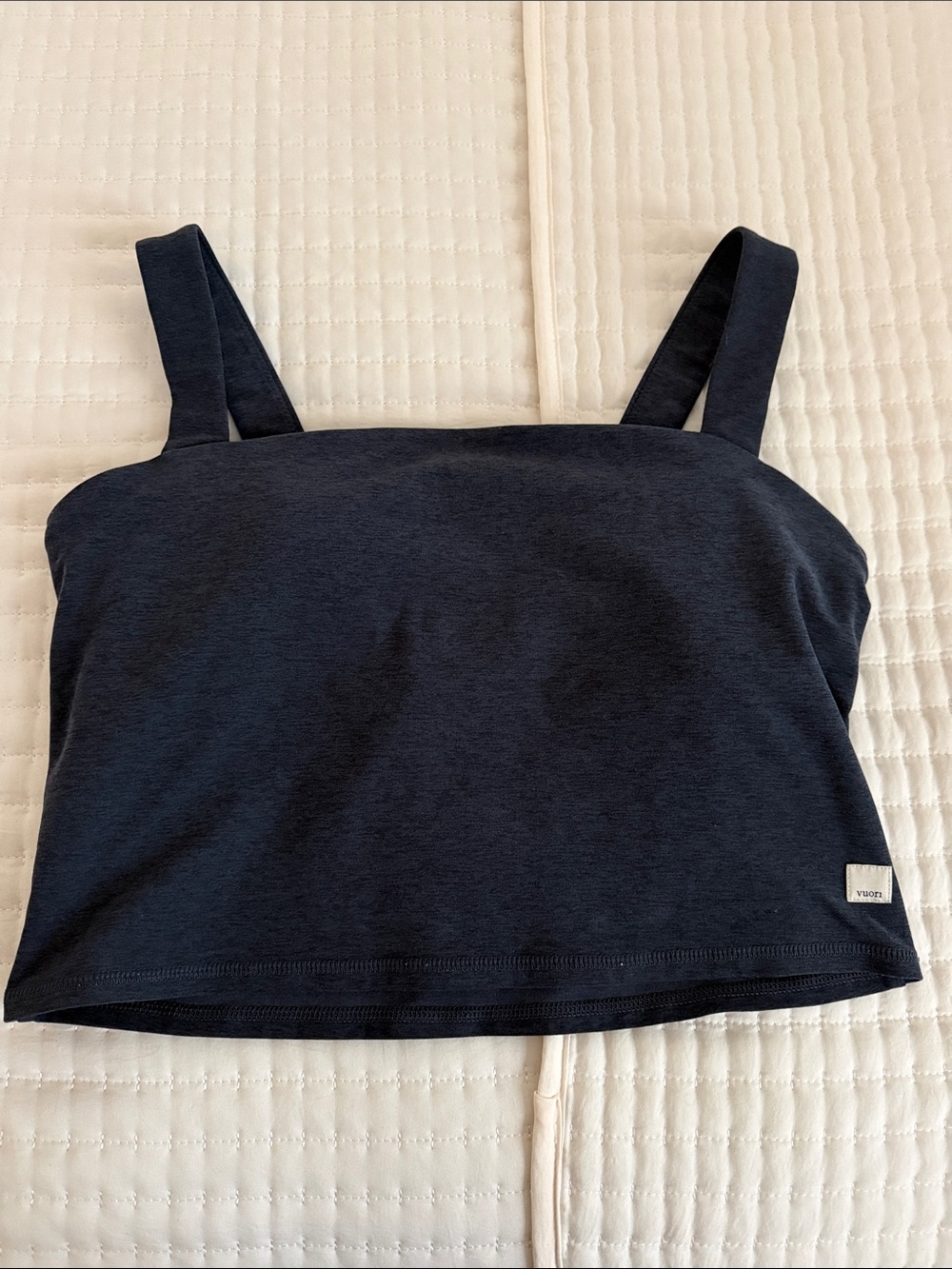 Vuori Navy Cropped Tank Top with Wide Straps